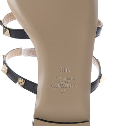 Valentino Garavani Nappa Rockstud Caged Flat Slide Sandals 38.5 Black 8 of 9