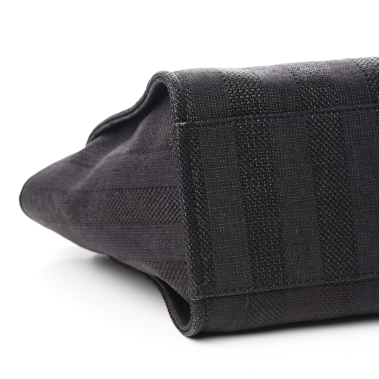 Mixed Fibers Calfskin Striped Medium Deauville Tote Black
