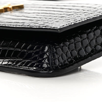 Saint Laurent Crocodile Embossed Monogram Phone Holder Crossbody Black 10 of 14
