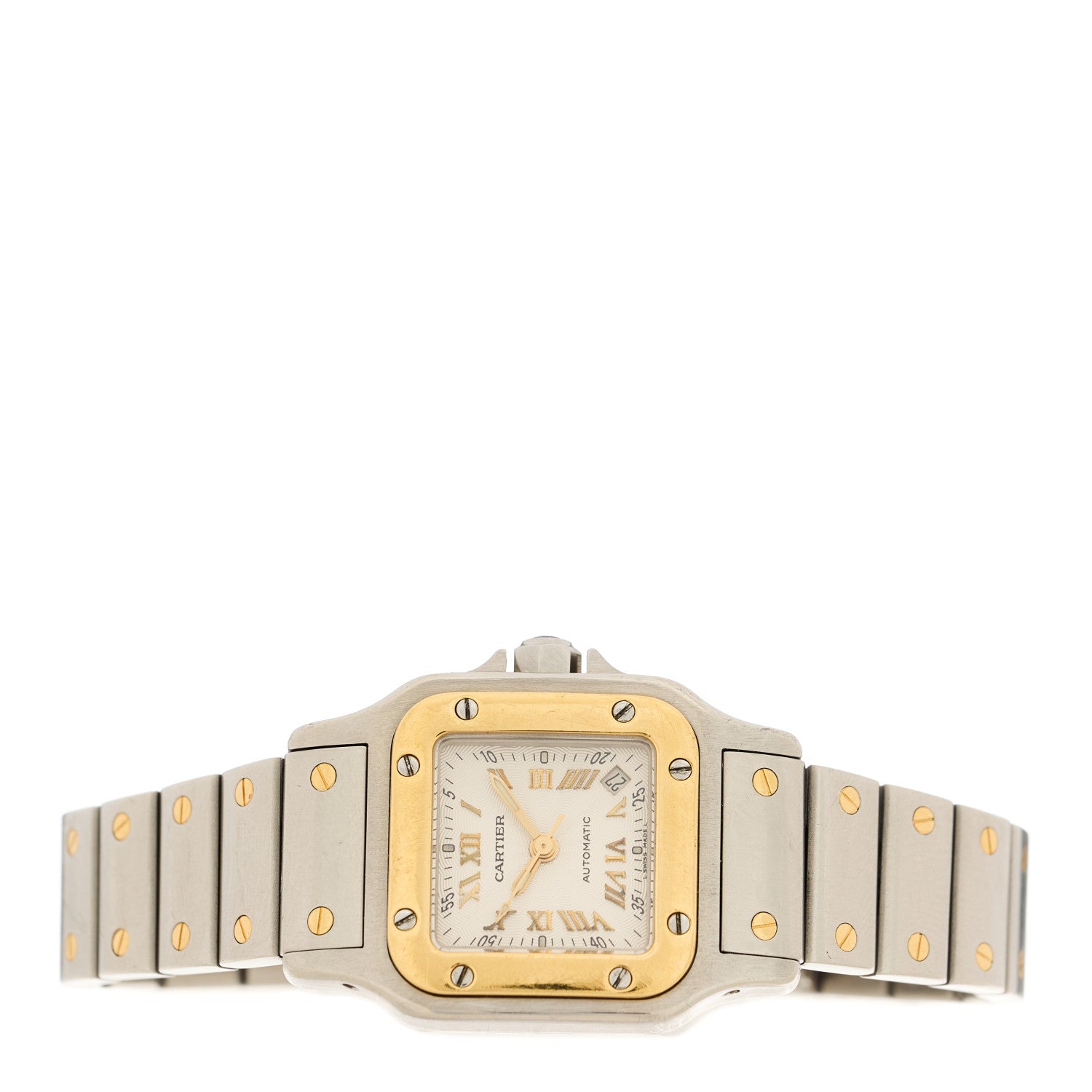 Cartier Stainless Steel 18K Yellow Gold 24mm Santos De Cartier Galbee Automatic Watch 2 of 4