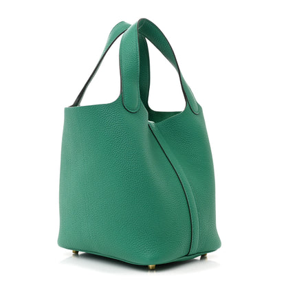 Hermes Taurillon Clemence Picotin Lock 18 PM Vert Jade 3 of 12
