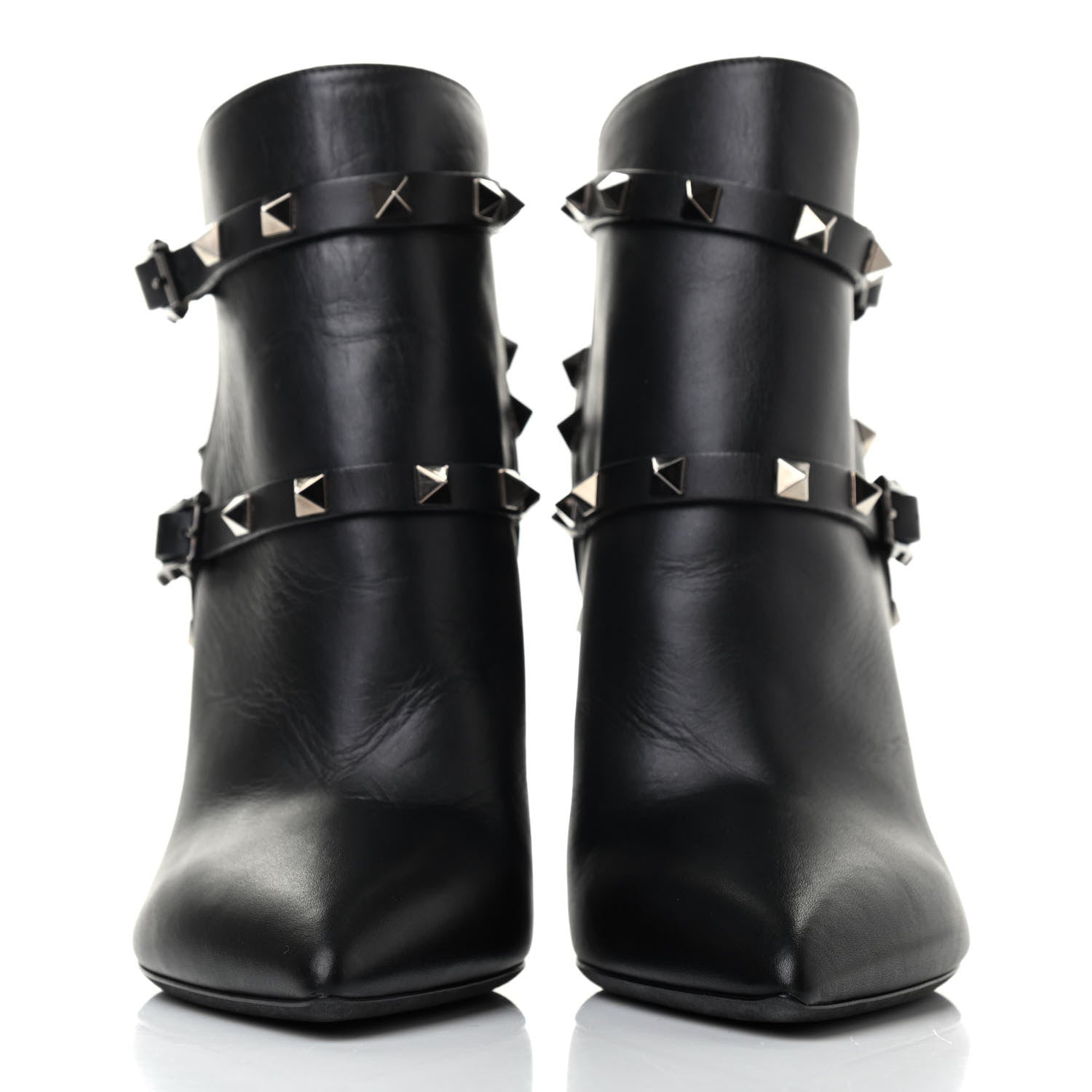 Valentino Garavani Calfskin Rockstud Double Buckle 100mm Ankle Boots 37 Black 2 of 4