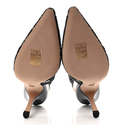 Christian Dior Lace Ribbon Rose Embroidered J'Adior Slingback 100mm Pumps Black 5 of 8