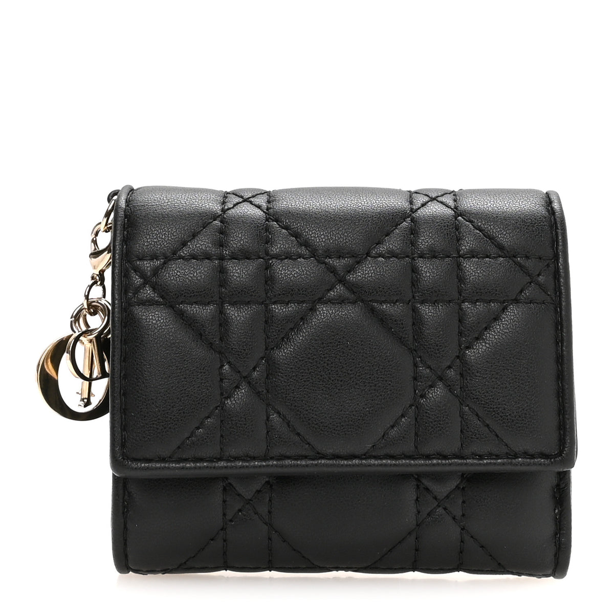 Lambskin Cannage Lady Dior Lotus Wallet Black