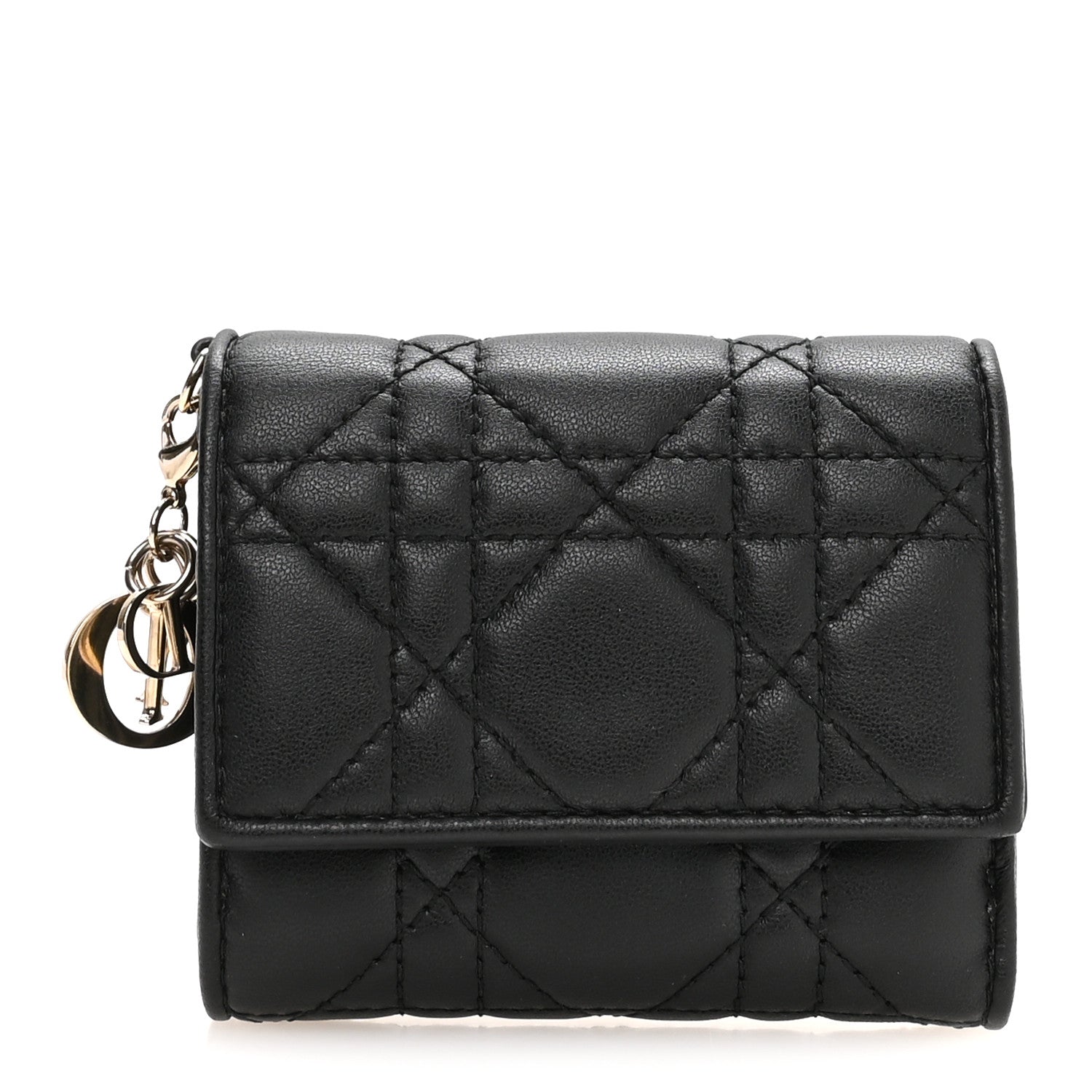 Christian Dior Lambskin Cannage Lady Dior Lotus Wallet Black 1 of 8