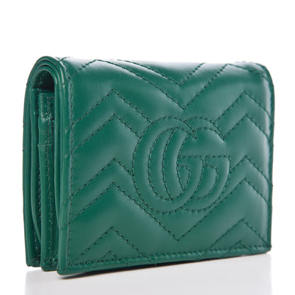 Gucci Calfskin Matelasse GG Marmont Card Case Wallet Emerald 3 of 8