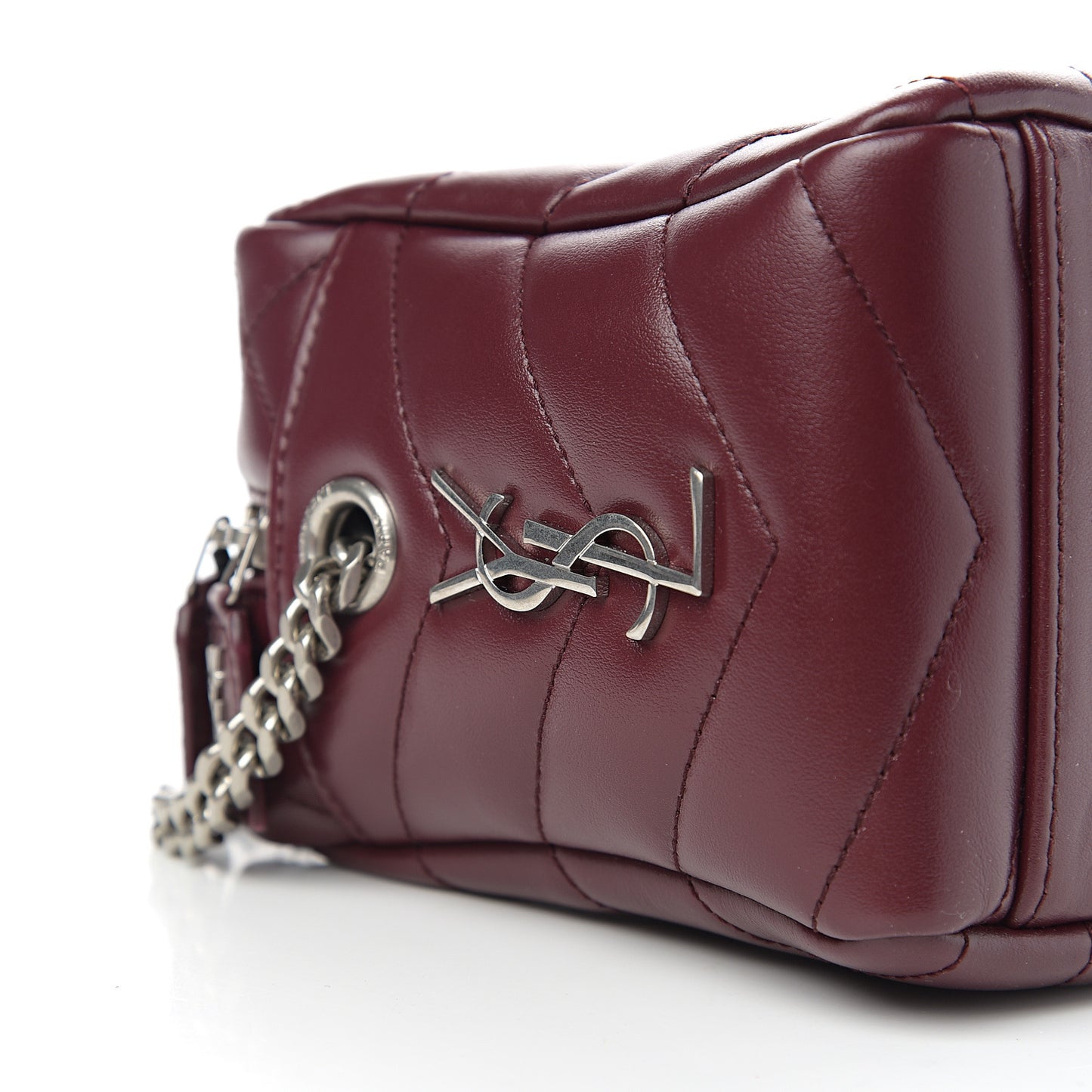 Calfskin Y Quilted Monogram Small Loulou Bowling Bag Rouge Legion