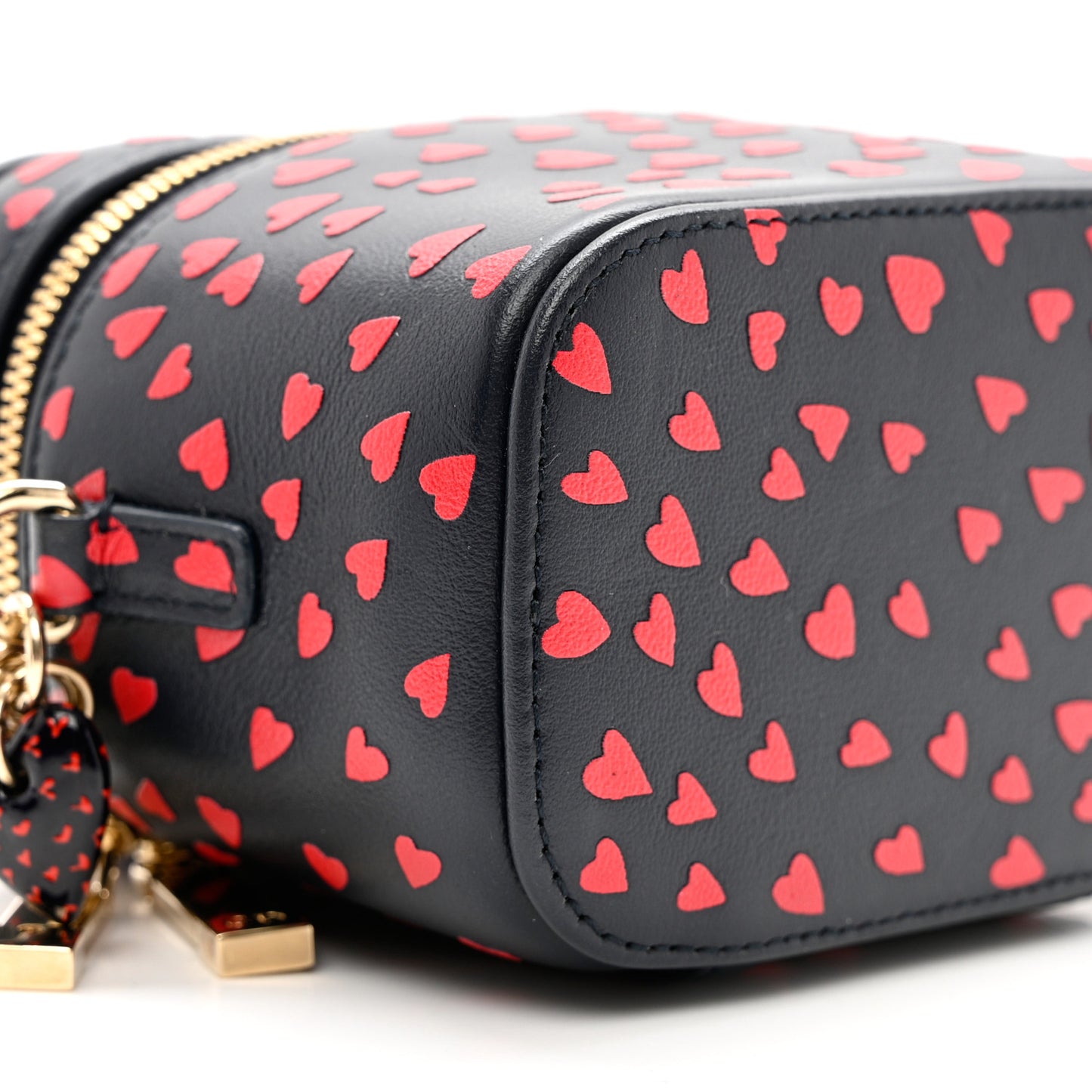 Lambskin Heart Print Micro Lady Dior Vanity Case Blue Red