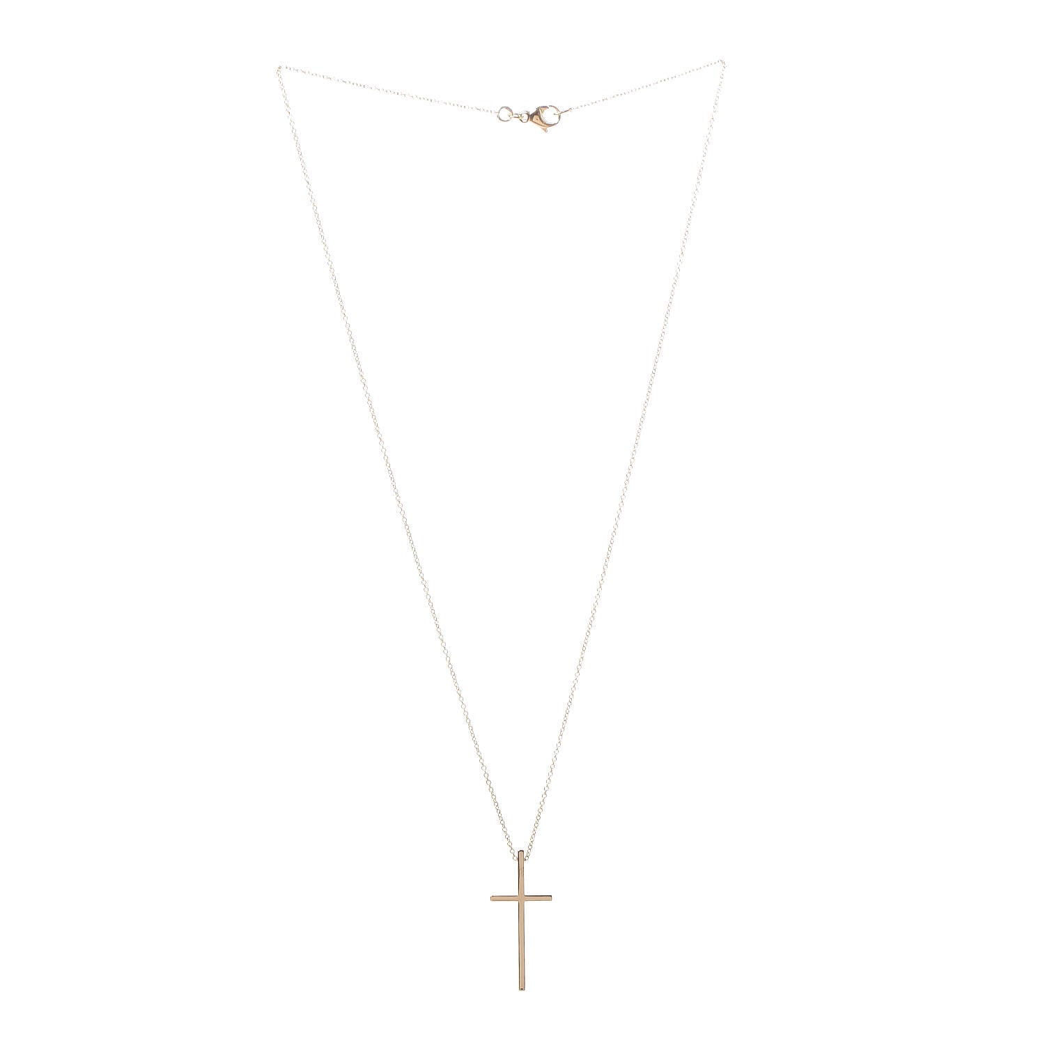 Tiffany 18K Yellow Gold Metro Cross Pendant Necklace 3 of 6