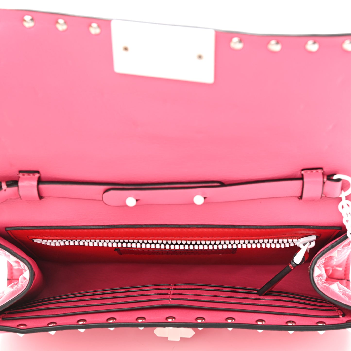 Lambskin Free Rockstud Spike Wallet On Chain Shadow Pink
