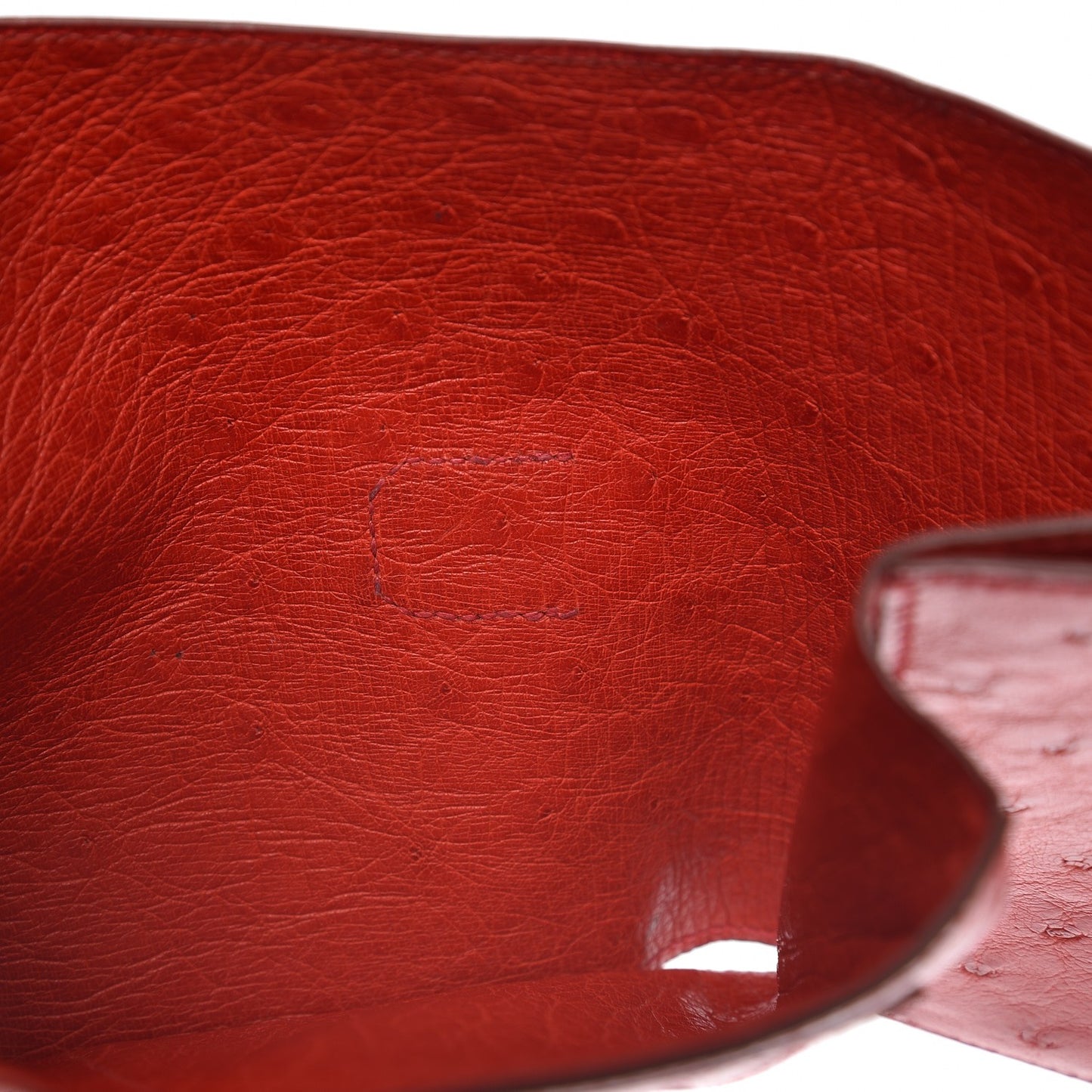 Ostrich Mini Tri-Fold Compact Wallet Rouge Vif