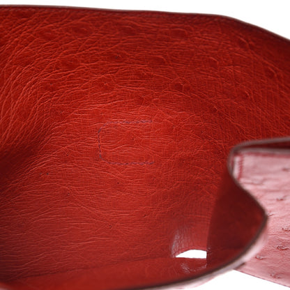 Hermes Ostrich Mini Tri-Fold Compact Wallet Rouge Vif 14 of 14
