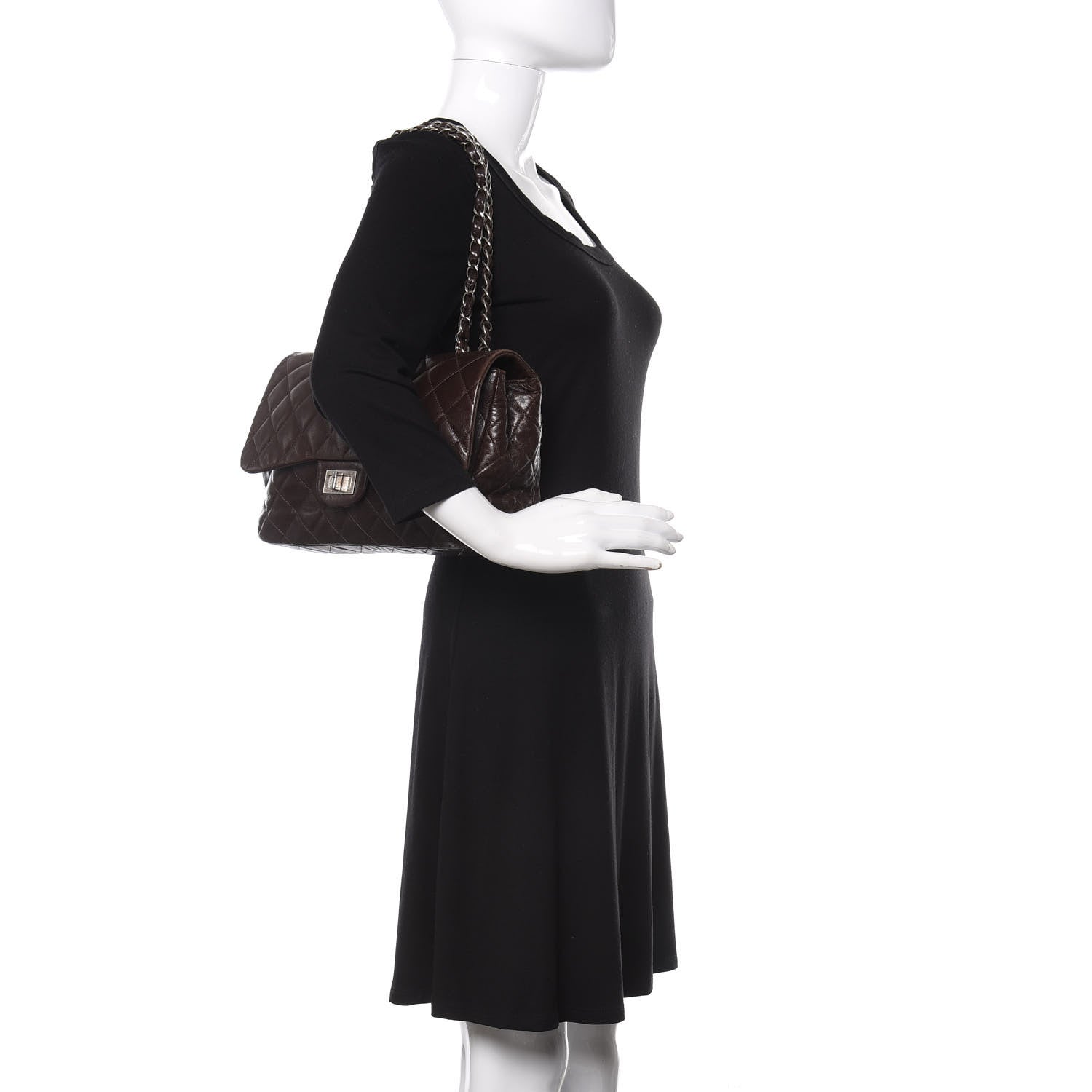 Chanel Washed Lambskin Quilted Jumbo Hybrid Reissue Flap Dark Brown 2 of 10