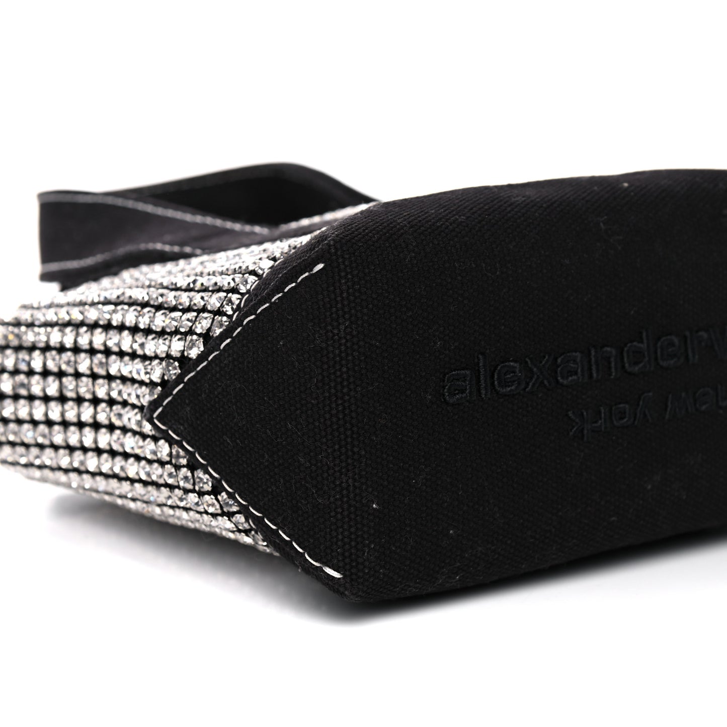 Mesh Crystal Rhinestone Mini Cruiser Tote Black Silver