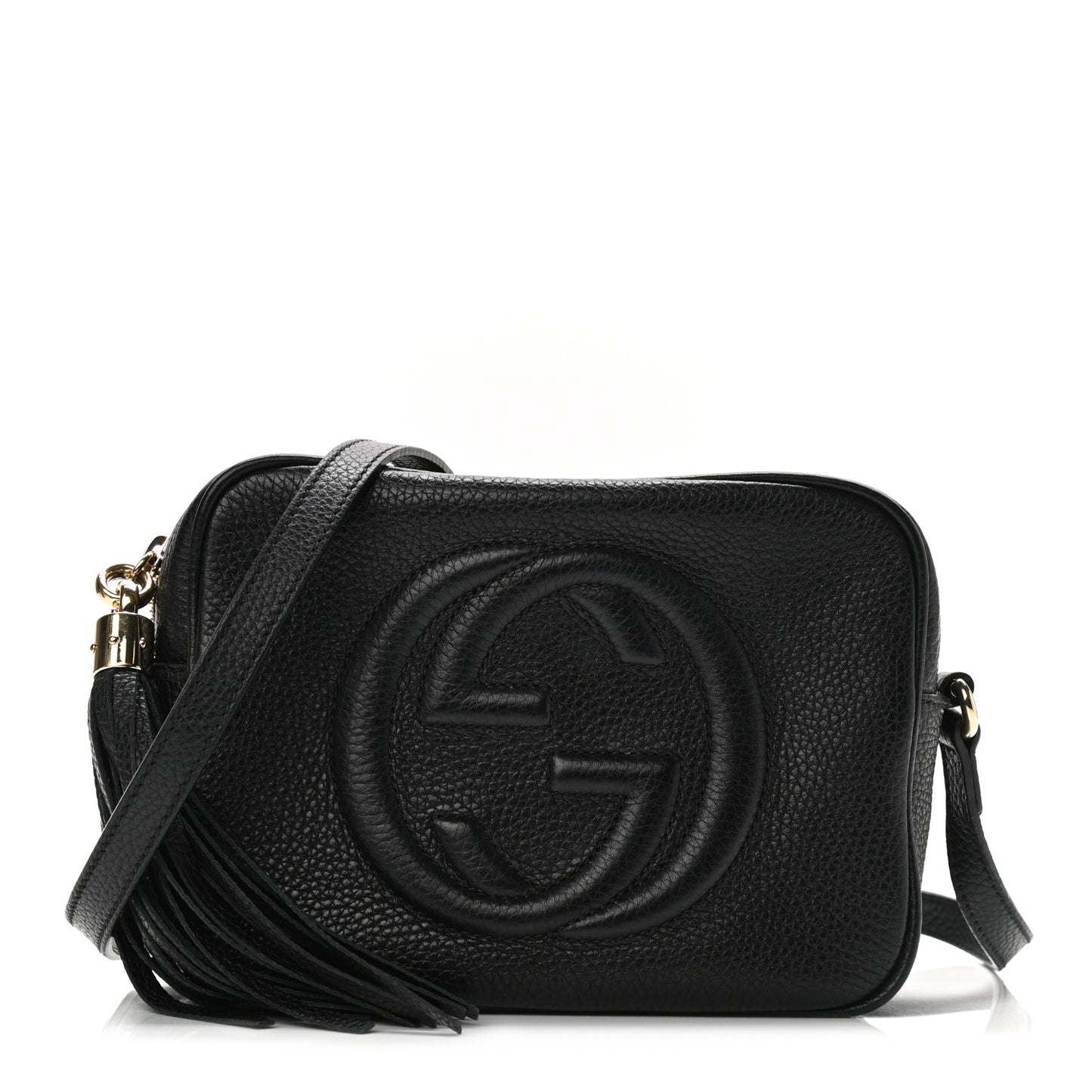 Pebbled Calfskin Small Soho Disco Bag Black