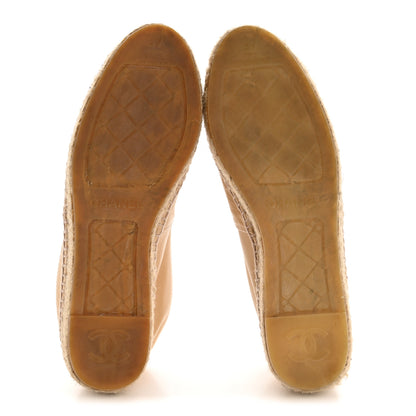 Chanel Lambskin CC Espadrilles 37 Beige Black 6 of 10