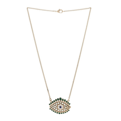 Chanel Resin Crystal Glass Pearl Eye Pendant Necklace Gold Multicolor 2 of 3