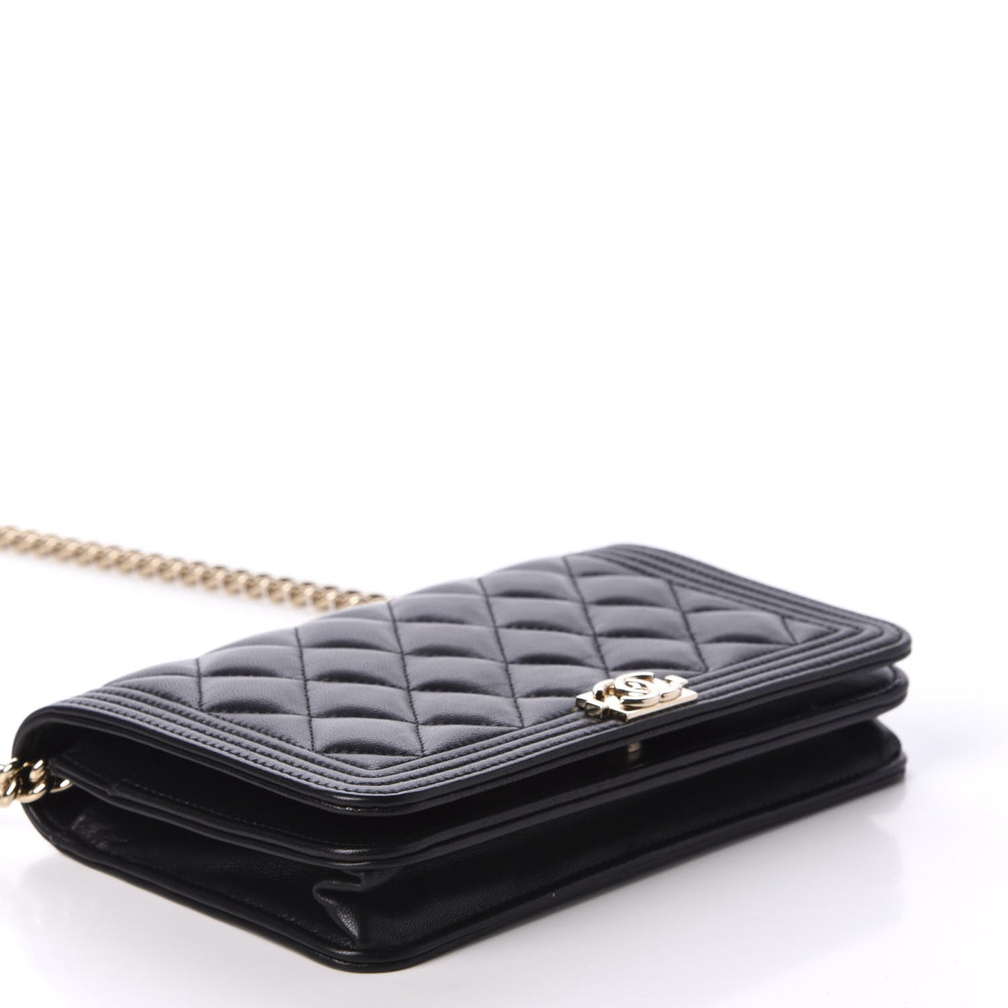 Lambskin Quilted Boy Wallet On Chain WOC Black