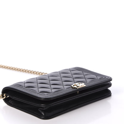 Chanel Lambskin Quilted Boy Wallet On Chain WOC Black 4 of 11