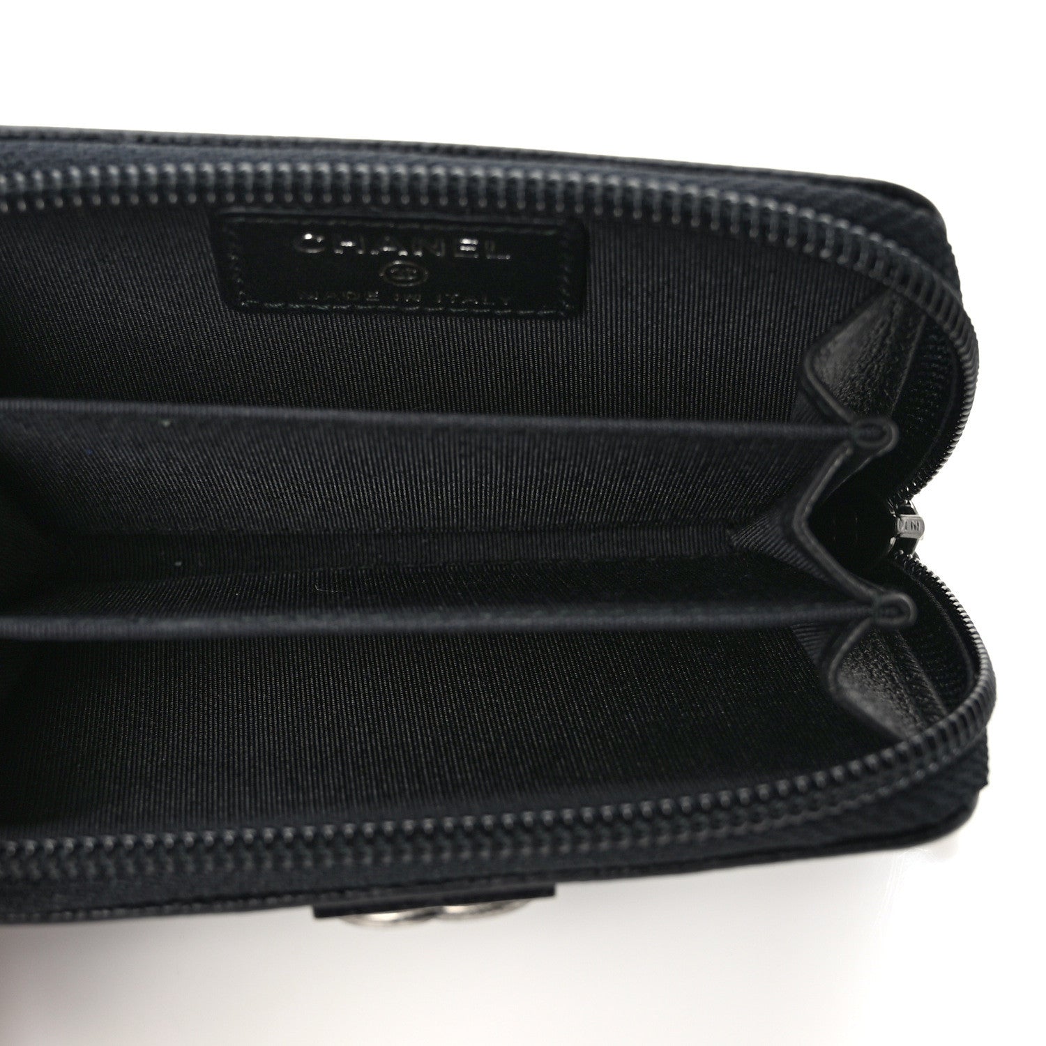 Chanel Caviar Quilted Boy Zip Around Coin Purse Wallet Black 5 of 7