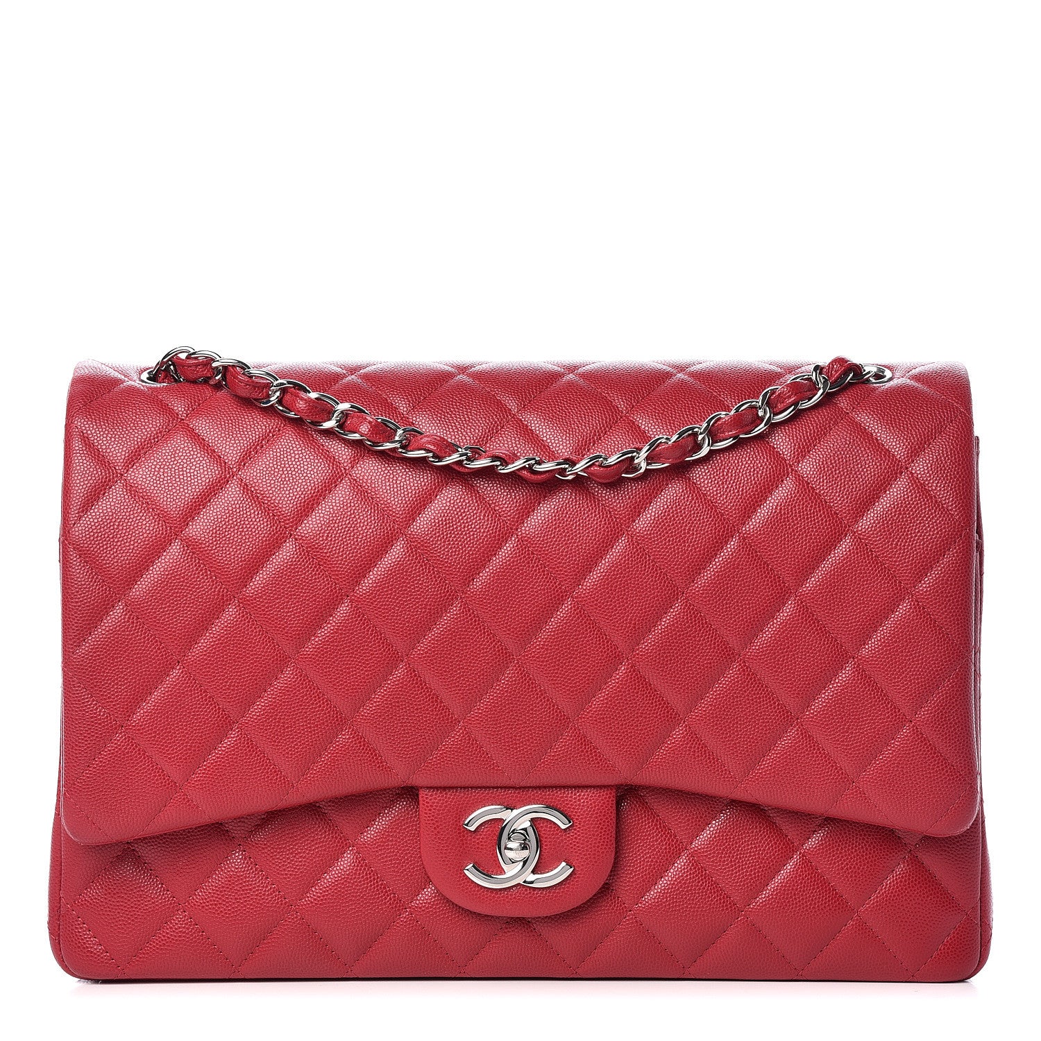 Chanel Caviar Quilted Maxi Double Flap Dark Pink 1 of 17