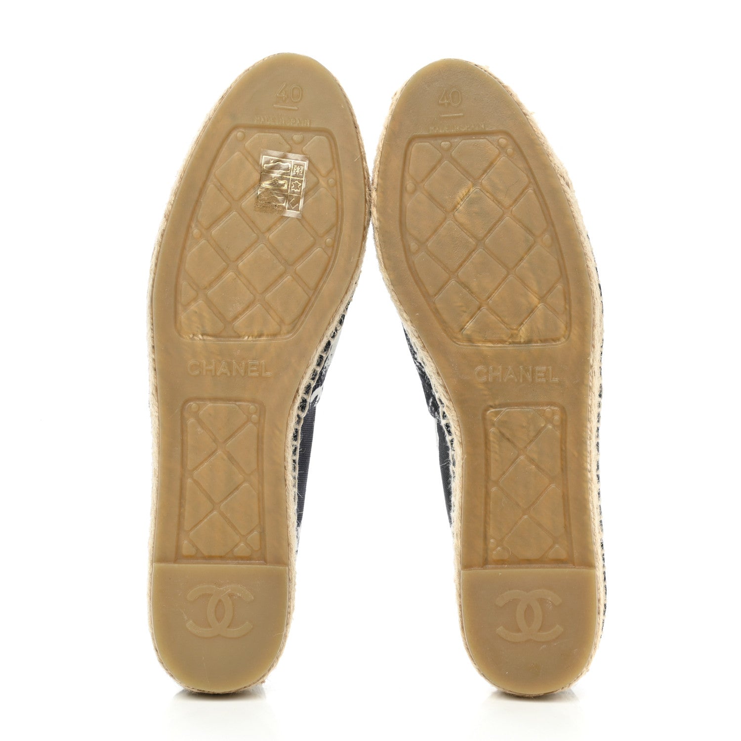 Chanel Printed Canvas Grosgrain 31 Rue Cambon Espadrilles 40 Black White 5 of 8