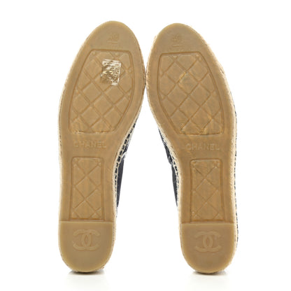 Chanel Printed Canvas Grosgrain 31 Rue Cambon Espadrilles 40 Black White 5 of 8