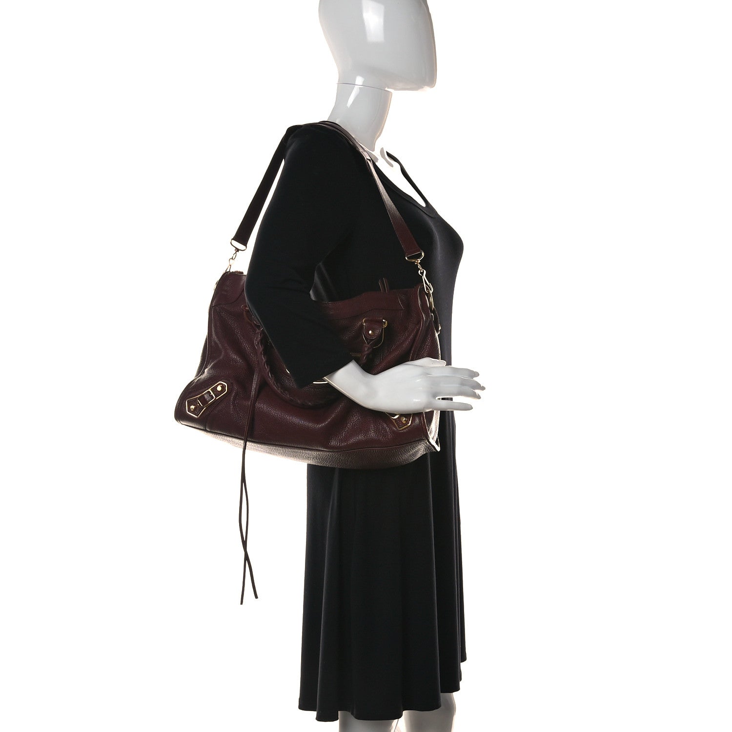 Balenciaga Chevre Gold Metallic Edge Hardware City Bordeaux 2 of 13