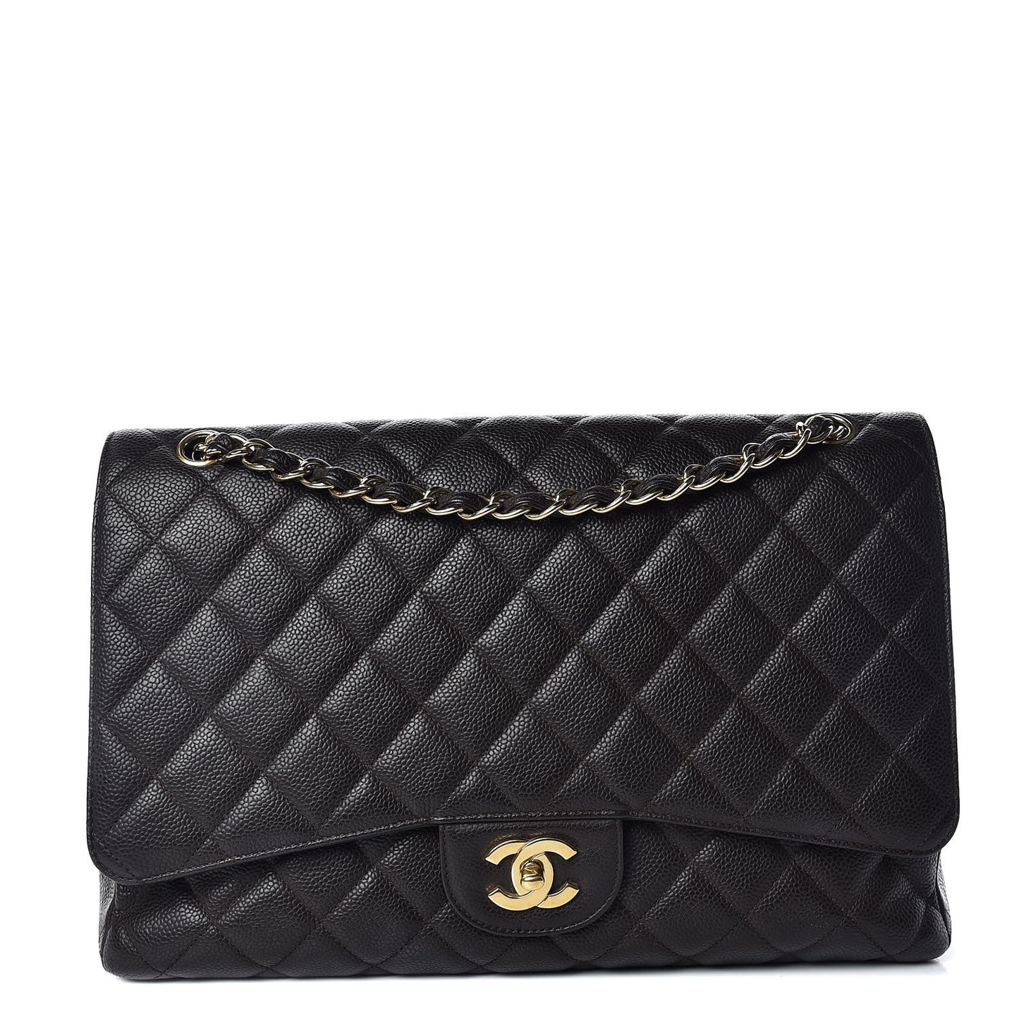 Caviar Quilted Maxi Single Flap Brown