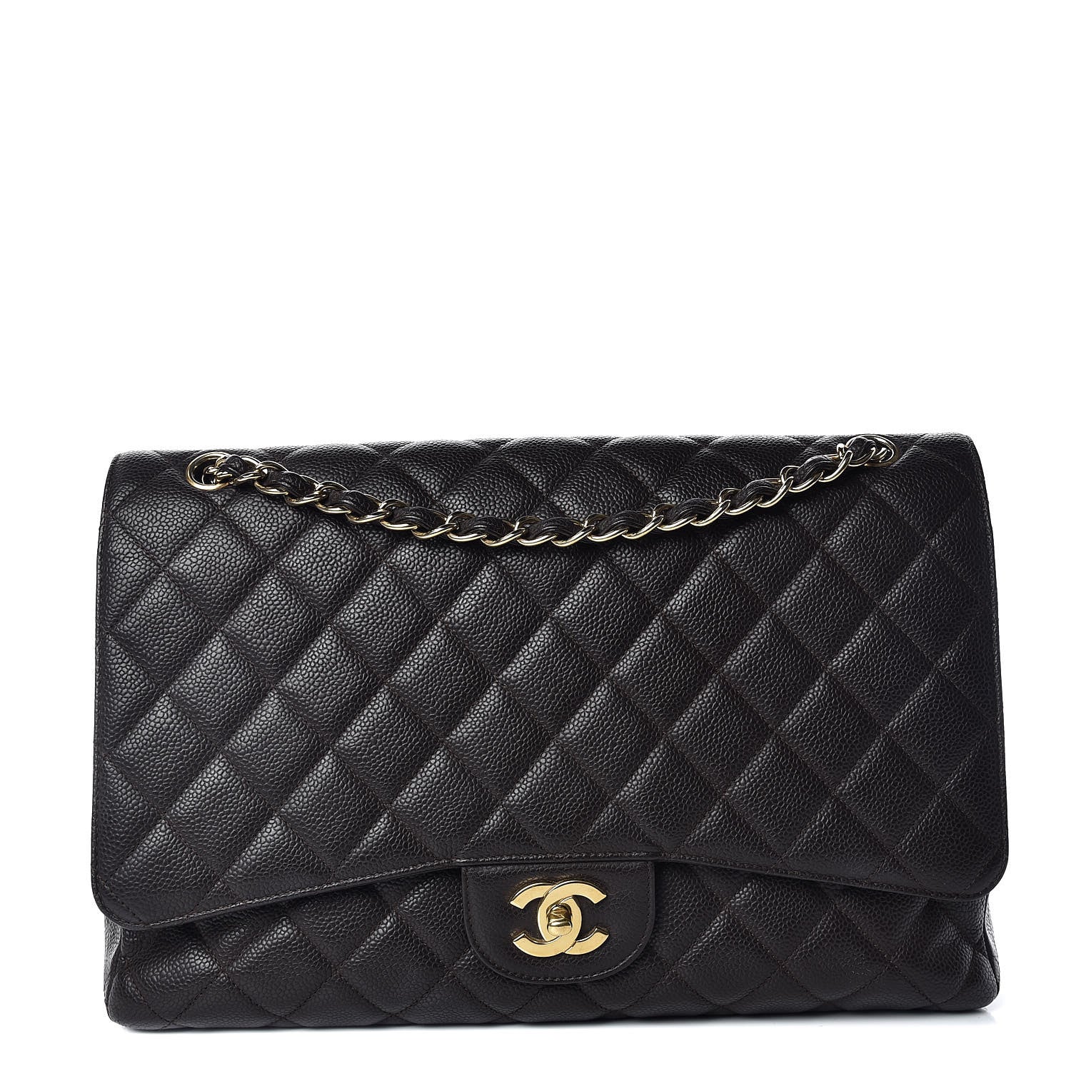 Chanel Caviar Quilted Maxi Single Flap Brown 1 of 11