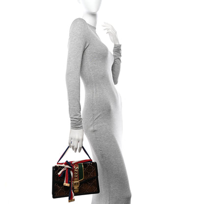 Gucci Velvet GG Monogram Web Small Sylvie Shoulder Bag Brown Black Oro Vecchio 2 of 11