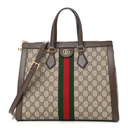 Gucci GG Supreme Monogram Web Medium Ophidia Tote Bag Brown 1 of 10