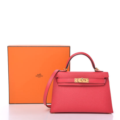 Hermes Epsom Mini Kelly Sellier 20 Rose Extreme 12 of 13
