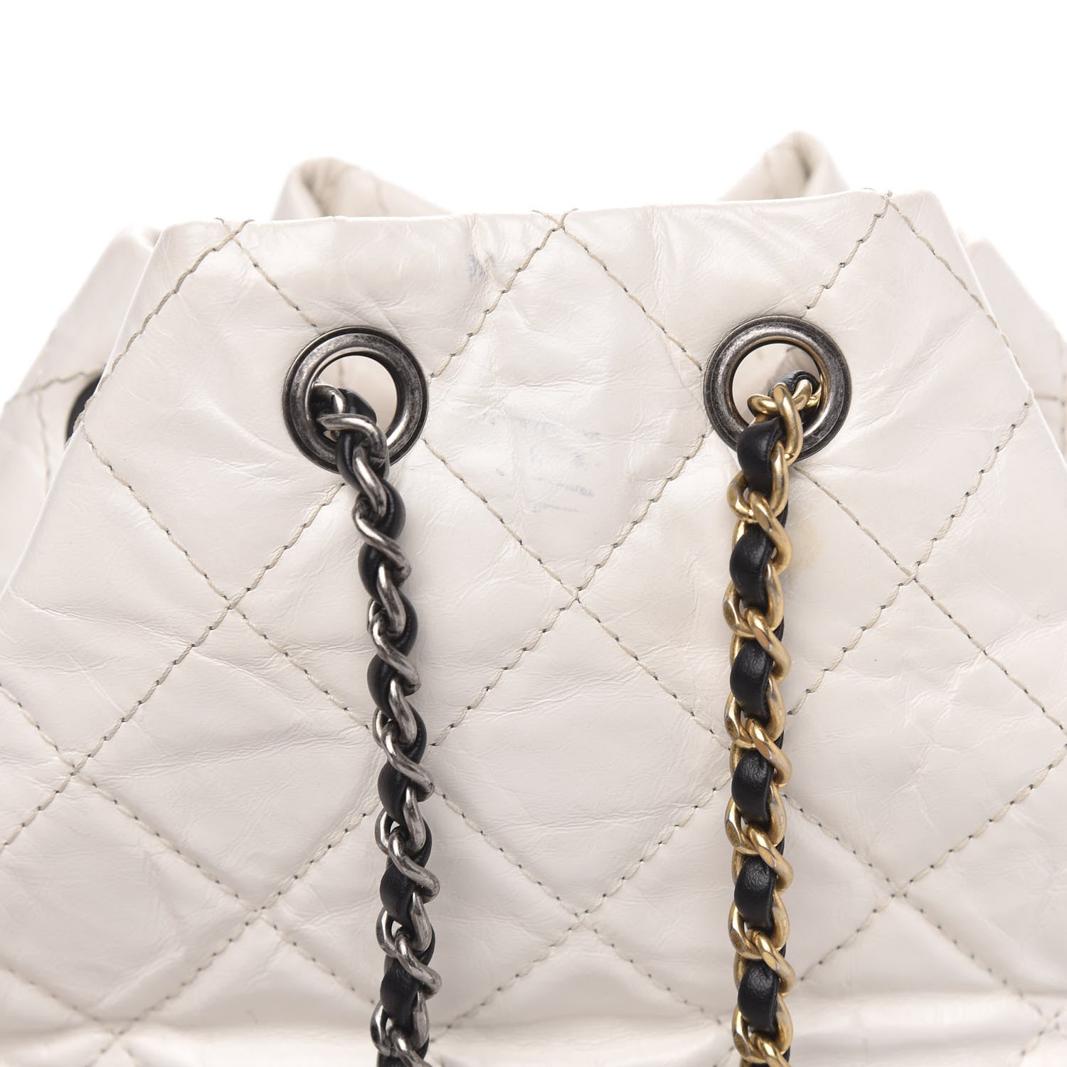 Chanel Aged Calfskin Quilted Small Gabrielle Backpack Black White 11 of 12