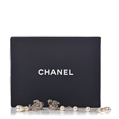 Chanel Crystal Pearl Pearls Coronation Uneven Earrings Gold 5 of 5