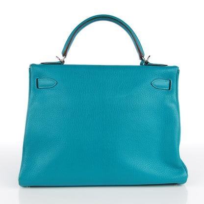 Hermes Chevre Mysore Kelly Retourne 32 Bleu Paon 5 of 23