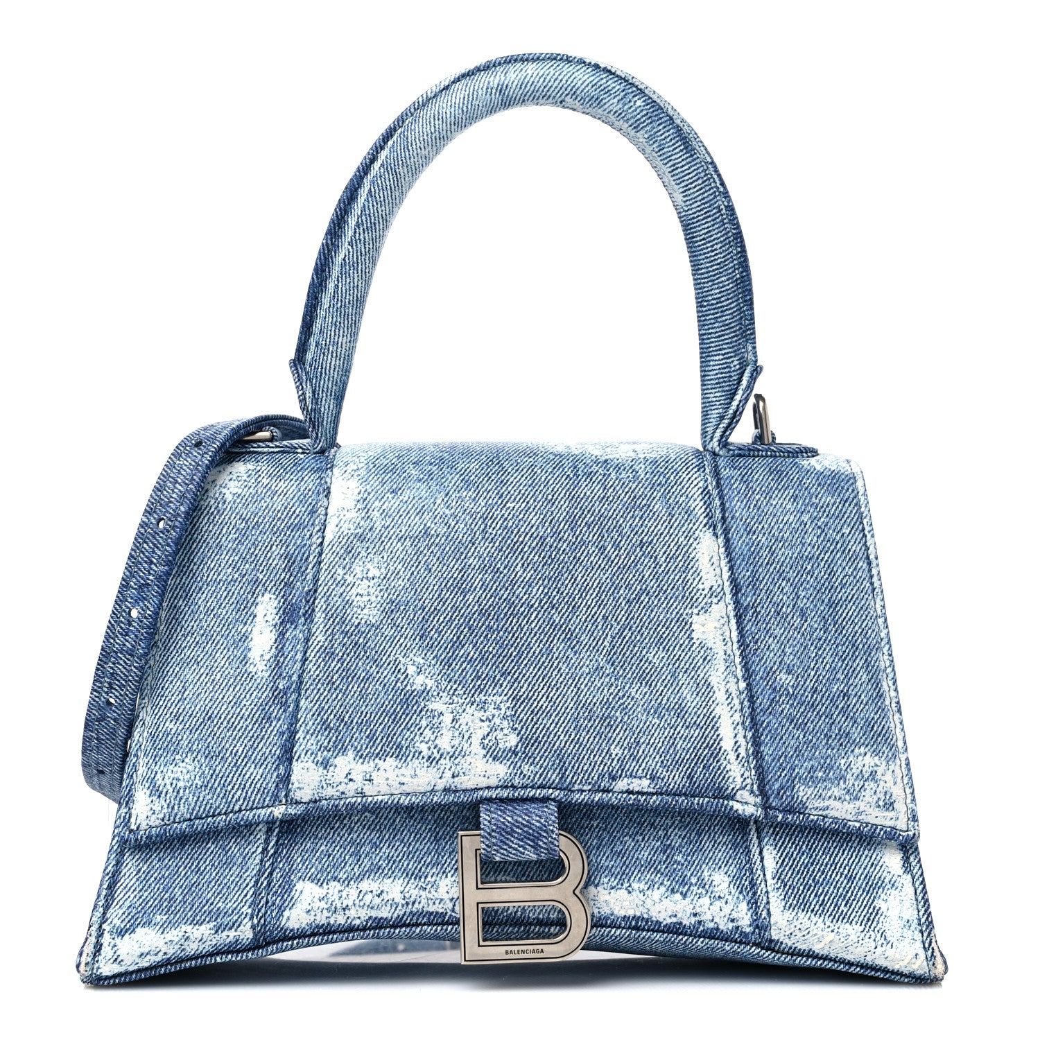 Balenciaga Nappa Denim Printed Small Hourglass Top Handle Bag Denim Blue 1 of 13