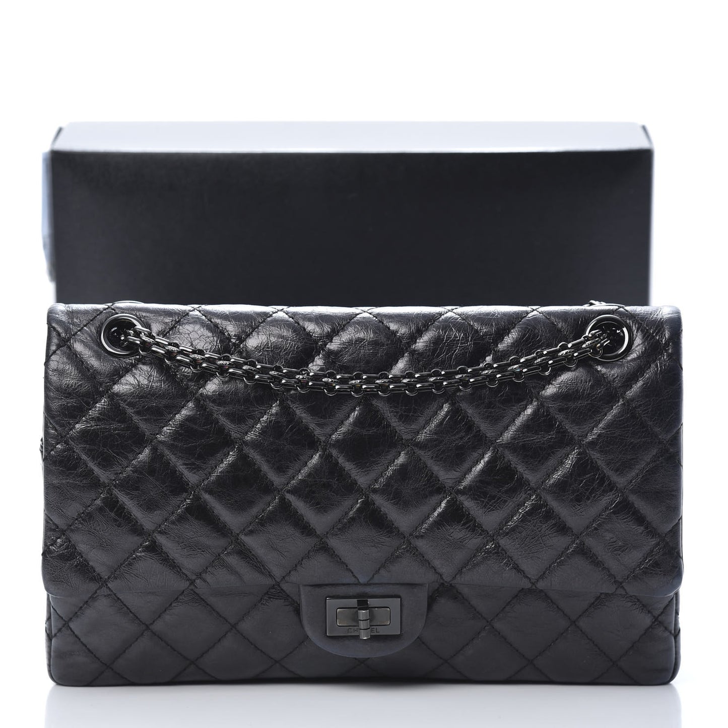 Aged Calfskin Quilted 2.55 Reissue 226 Flap So Black