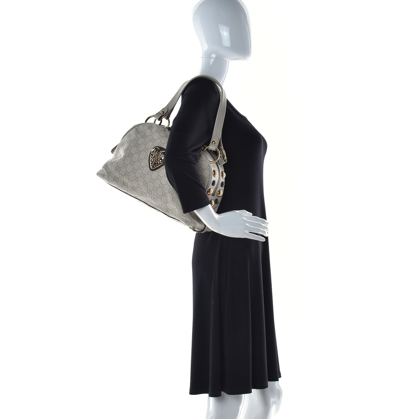 Guccissima Medium Babouska Dome Satchel Ivory