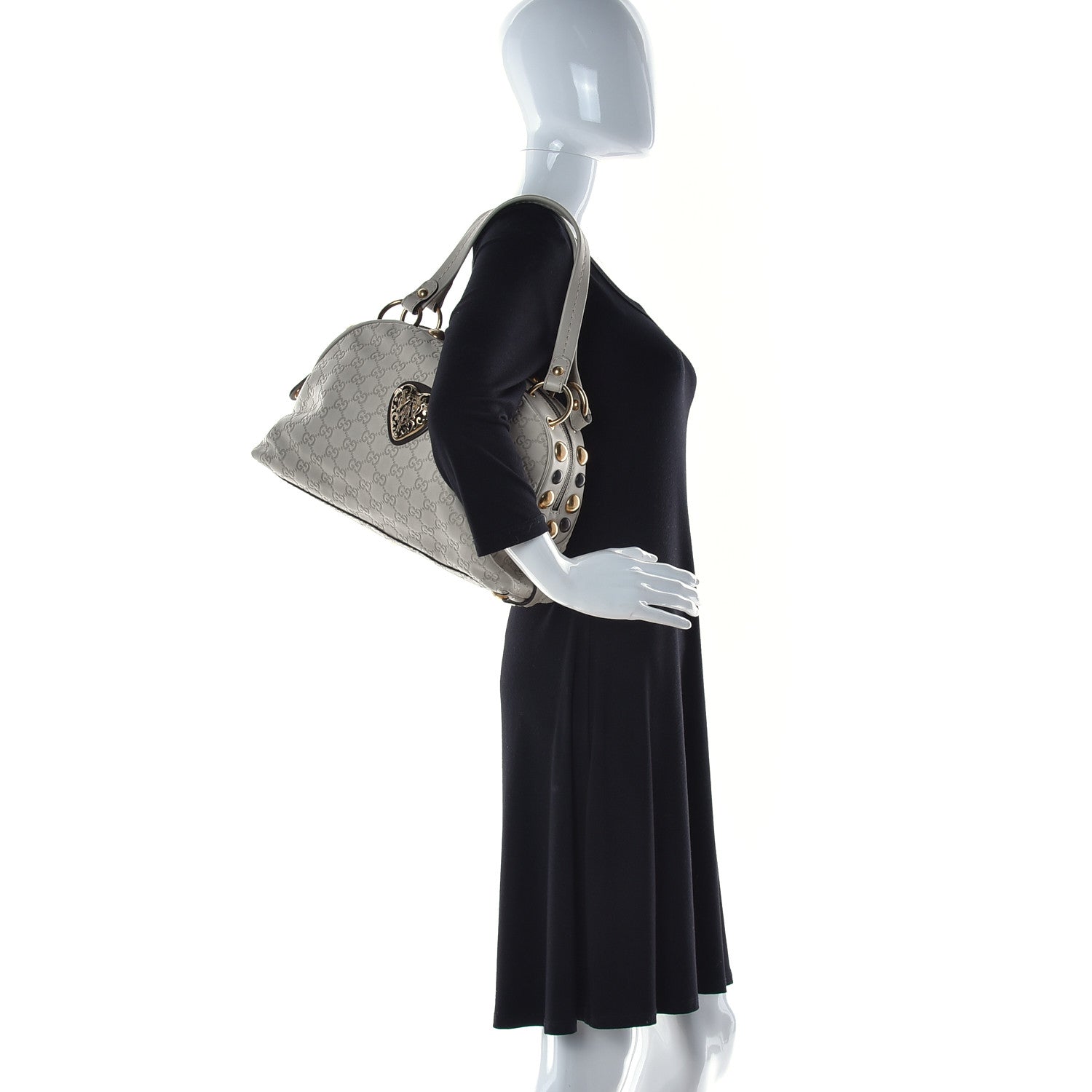 Gucci Guccissima Medium Babouska Dome Satchel Ivory 2 of 12