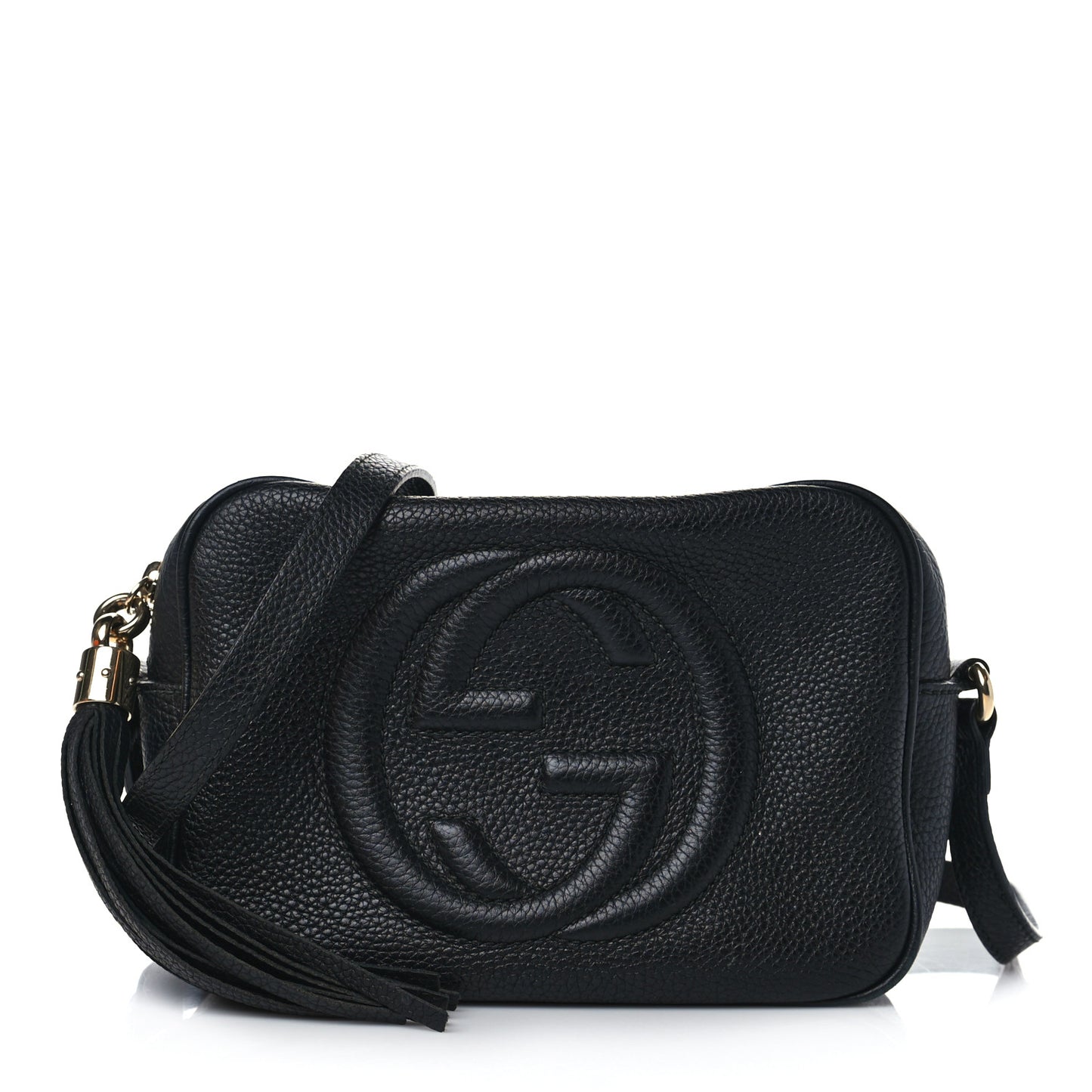 Pebbled Calfskin Small Soho Disco Bag Black
