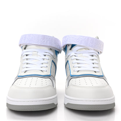 Christian Dior Smooth Calfskin Oblique Galaxy Perforated Mens B27 Mid Top Sneakers 42 Beige Blue 2 of 7