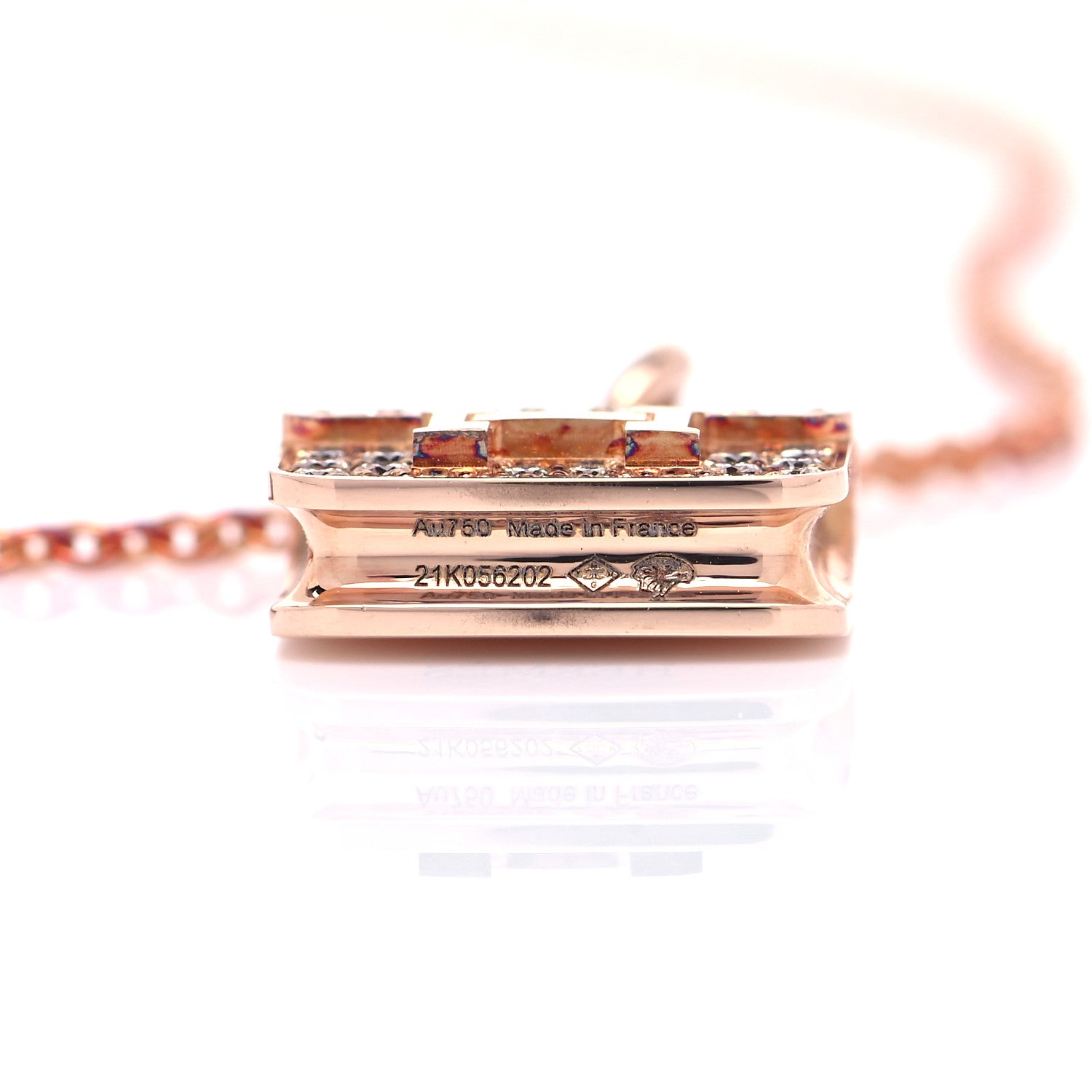 Hermes 18K Rose Gold Diamond Constance Amulettes Pendant Necklace 6 of 7