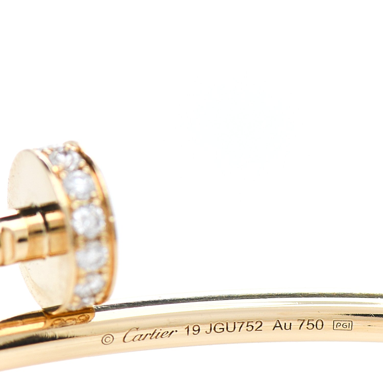 Cartier 18K Yellow Gold Diamond Small Juste Un Clou Bracelet 19 3 of 3