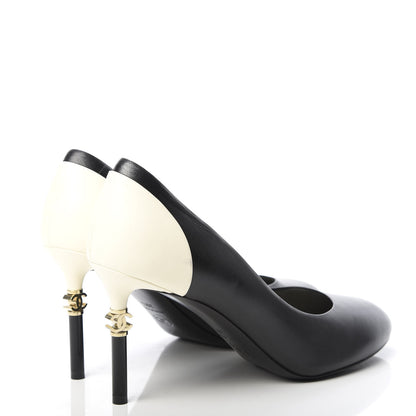 Chanel Lambskin CC Pumps 39.5 Black Ivory 4 of 14