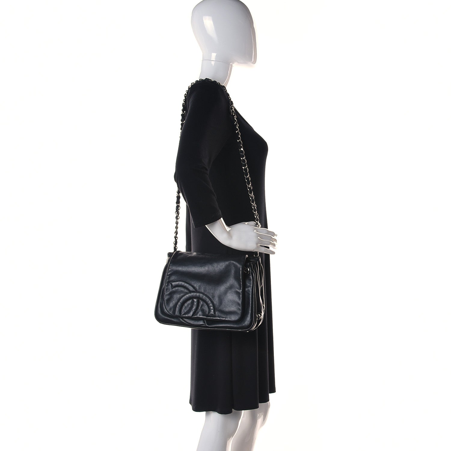 Chanel Calfskin CC Accordion Flap Black 2 of 11