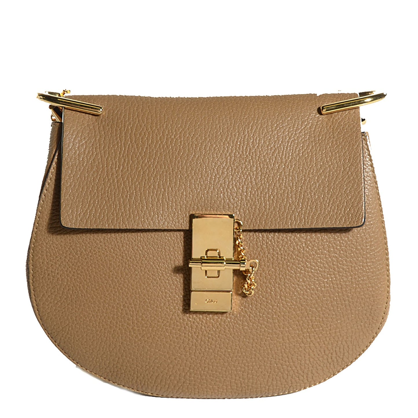 Grained Calfskin Medium Drew Shoulder Bag Chesnut Cream