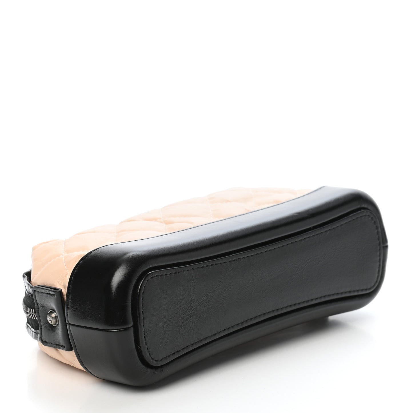 Aged Calfskin Quilted Gabrielle Classic Pouch Beige Black