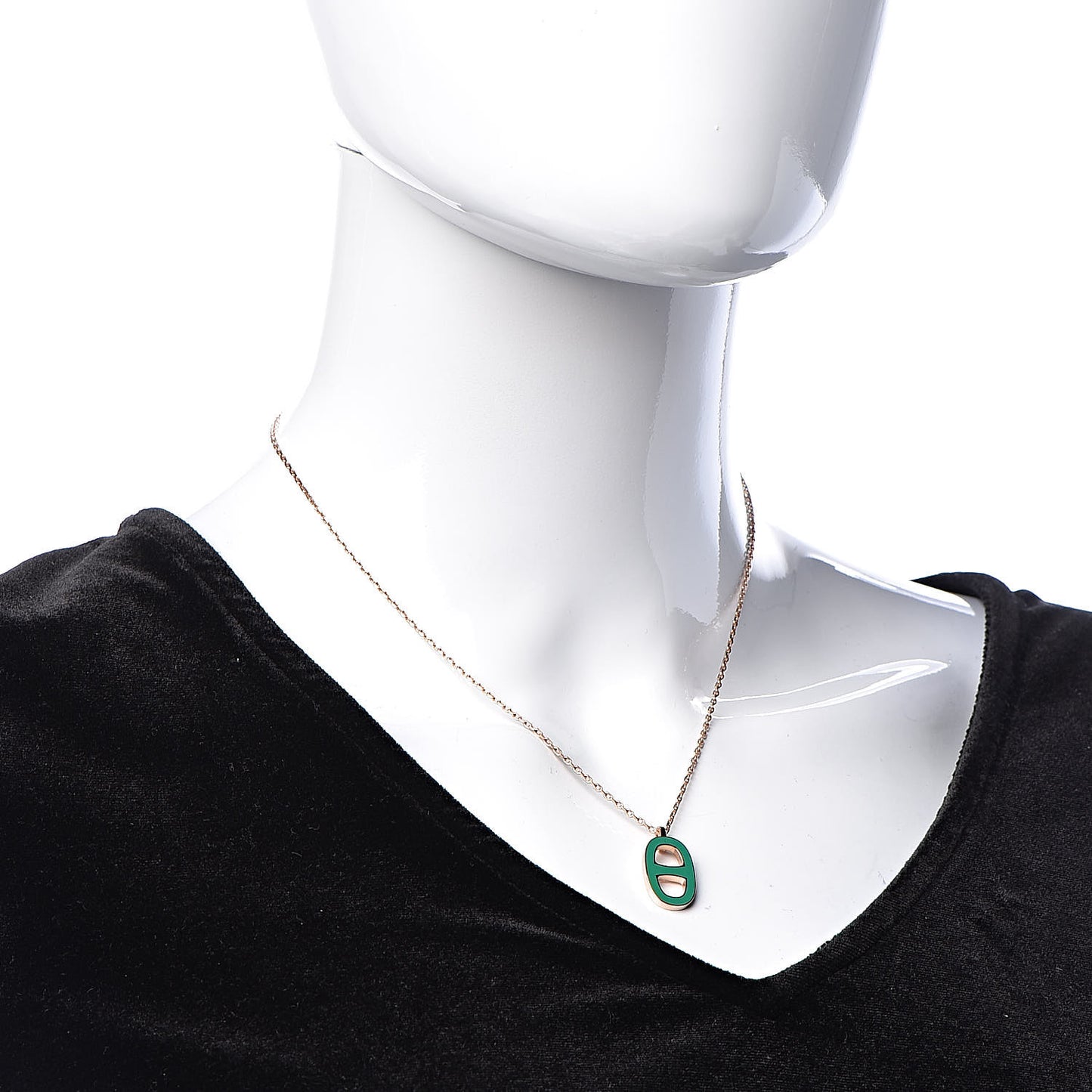 Laquered Iliade Pendant Necklace Vert Malachite