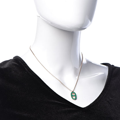 Hermes Laquered Iliade Pendant Necklace Vert Malachite 2 of 7
